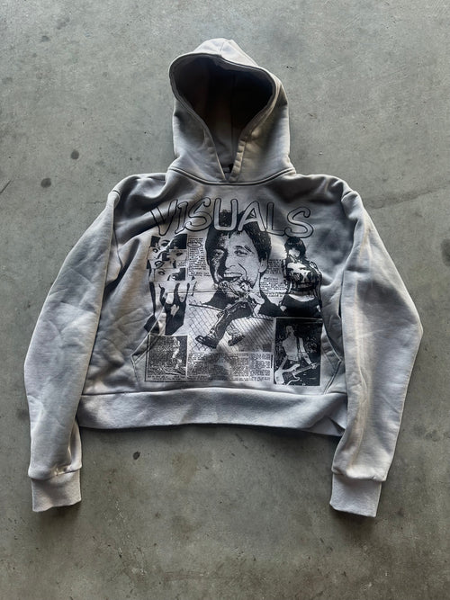 GREY GRUNGE HOODIE