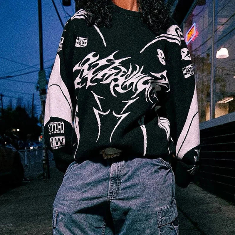 Moto Gothic Knitted Sweatshirt
