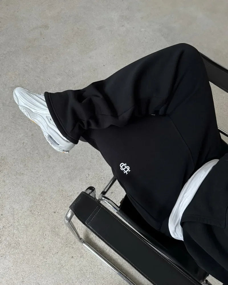 Y2K Straight Leg Baggy Embroidered Sweatpant Joggers Trousers
